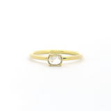 Grey Cushion Cut Diamond Solitaire Ring in 18k Gold
