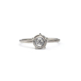Round Rose Cut Diamond Ring in 18k Palladium Gold