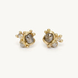 Champagne Diamond Cluster Studs in 14k Yellow Gold