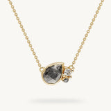 Pear Cut Grey Diamond Cluster Pendant in 14k Yellow Gold
