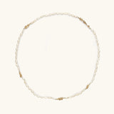 Pearl Strand with White Diamond Clusters in 14k Yellow Gold