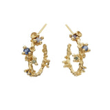 Sapphire Encrusted Hoop Earrings in 14k Yellow Gold