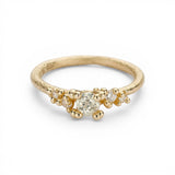 Solitaire Antique Diamond Encrusted Ring in 14k Yellow Gold