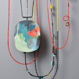 Tide Pendant in Wood on Silk Cord