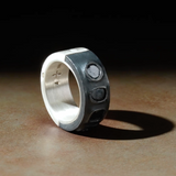 Terrestrial Sistema Ring with Black Diamond Slabs in Mixed Silver