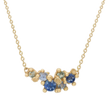 Sapphire Encrusted Bar Necklace in 14k Gold