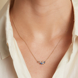 Sapphire Encrusted Bar Necklace in 14k Gold