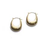 Medium Curve Hoop Earrings in 14k Yellow Gold and Diamonds