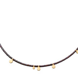 Audrey Necklace with 18k Gold Droplets and Aubergine Beads