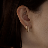Large Pave Rounded Edge Hoops in 18k Yellow Gold