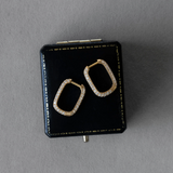 Large Pave Rounded Edge Hoops in 18k Yellow Gold