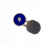 Seed Ring in 18k Yellow Gold with Lapis Lazuli and Diamond