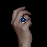 Seed Ring in 18k Yellow Gold with Lapis Lazuli and Diamond