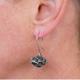 Paper Wasp Nest Dangle Earrings in Oxidized Silver