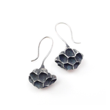 Paper Wasp Nest Dangle Earrings in Oxidized Silver