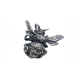 Bumble Bee Lapel Pin in Oxidized Silver