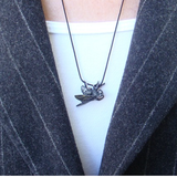 Solitary Wasp Pendant in Oxidized Silver