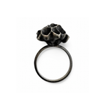 Paper Wasp Nest Ring in Oxidized Silver