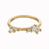 Asymmetric Diamond Encrusted Ring in 14k Yellow Gold
