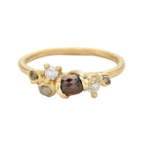 Champagne Diamond Cluster Ring in 14k Yellow Gold