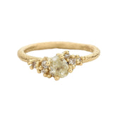Asymmetric Yellow Diamond Encrusted Ring in 18k Yellow Gold