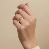 Asymmetric Yellow Diamond Encrusted Ring in 18k Yellow Gold