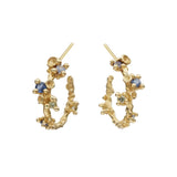 Sapphire Encrusted Hoops in 14k Yellow Gold