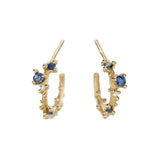 Sapphire and Diamond Encrusted Hoops in 14k Yellow Gold