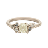 Raw Diamond Cluster Ring in 18k White Gold