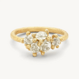Antique Yellow Diamond Asymmetric Cluster Ring in 18k Yellow Gold