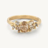 Champagne and Grey Diamond Mixed Cut Cluster Ring in 14k Yellow Gold