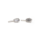Diamond Rose Cut Slice Drop Earrings in 18k Palladium White Gold