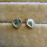 Marbled Diamond Slice Post Earrings in 18k Yellow Gold