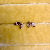 Dual Mauve Pink Sapphire Post Earrings in 18k Yellow Gold