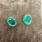Emerald Slice Post Earrings in 18k Yellow Gold