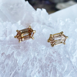 Hexagon Diamond Post Earrings in 18k Yellow Gold