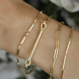 Trombone Bracelet with Diamonds in 18k Yellow Gold