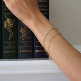 Double Strand Needle Eye Chain Bracelet in 18k Yellow Gold