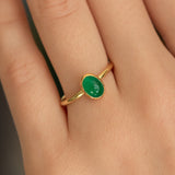 Emerald Cabochon Solitaire Ring in 22k and 18k Gold