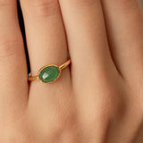 Rose Cut Emerald Solitaire Ring in 18k Gold