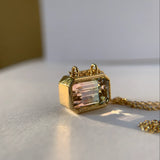 Watermelon Tourmaline Necklace in 18k Yellow Gold