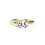 Three Stone Ring with Transitional Diamond in 18k Gold