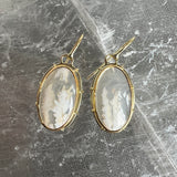 White Plume Agate Earrings in 22k and 18k Gold