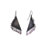 Triangle Beaded Loop Earrings in Oxidized Silver