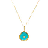 Teardrop Sleeping Beauty Turquoise Pendant in 22k and 18k Gold