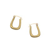 Small Squared Oval Hoop Earrings in Bronze with 14k Gold Earwires