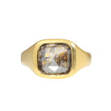 Rectangle Rosecut Salt and Pepper Diamond Ring in 18k Gold