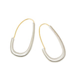 Oval Katachi Hoop Earrings in Silver