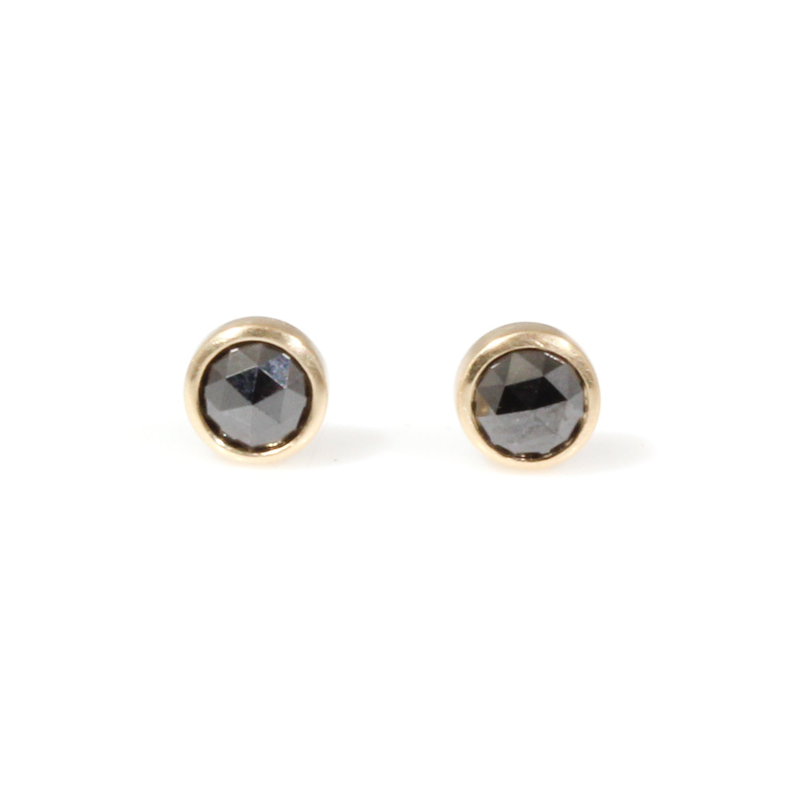 Rosecut Black Diamond Post Earrings in 14k Gold