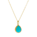 Teardrop Sleeping Beauty Turquoise Pendant in 22k and 18k Gold